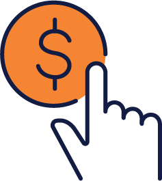 Finger clicking money icon